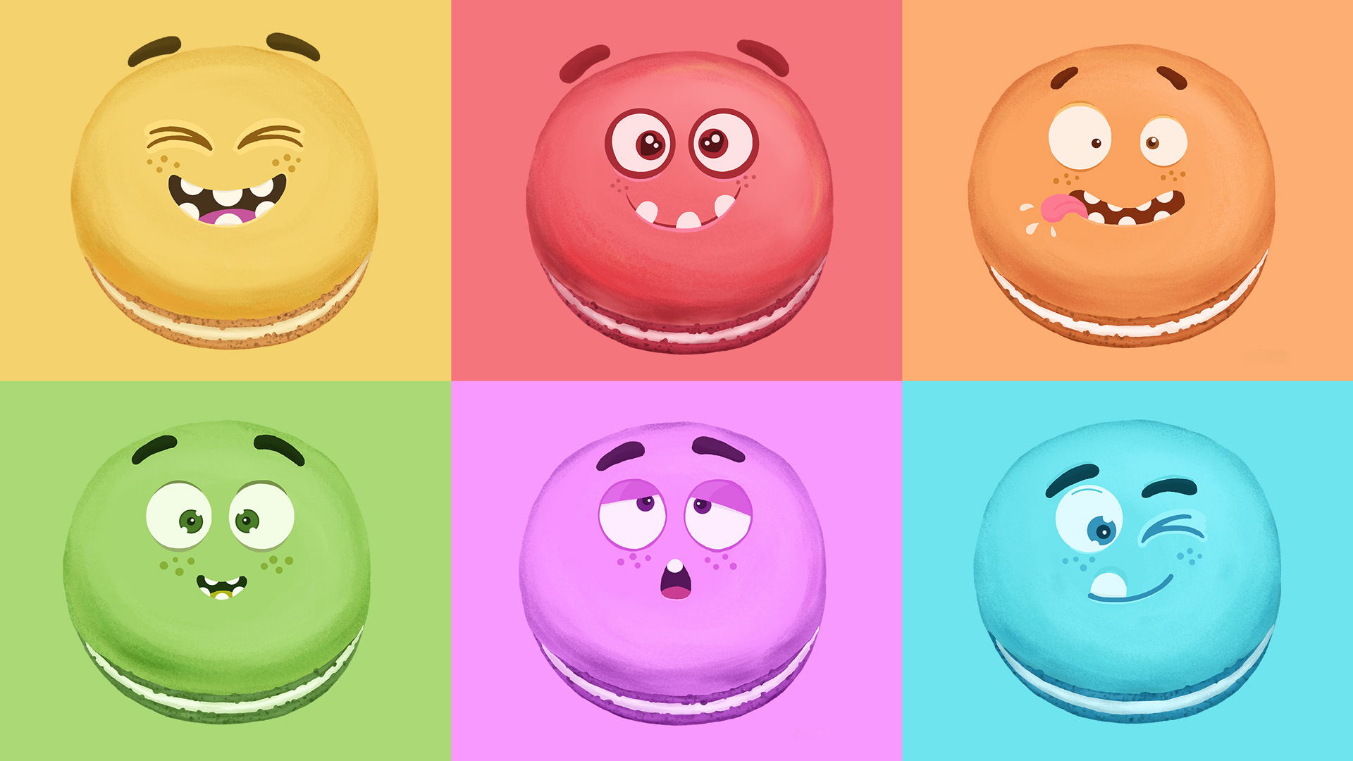 馬卡龍蛋糕：色彩繽紛、表情好玩